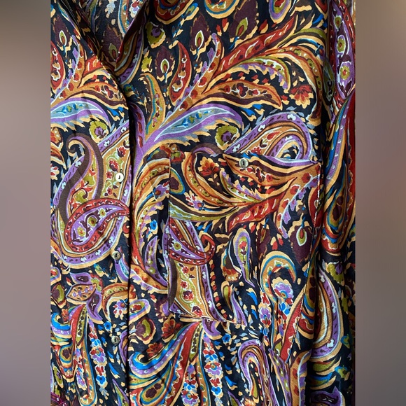 Retro ZARA Oversized Paisley Satin Blouse (M) - Picture 14 of 14